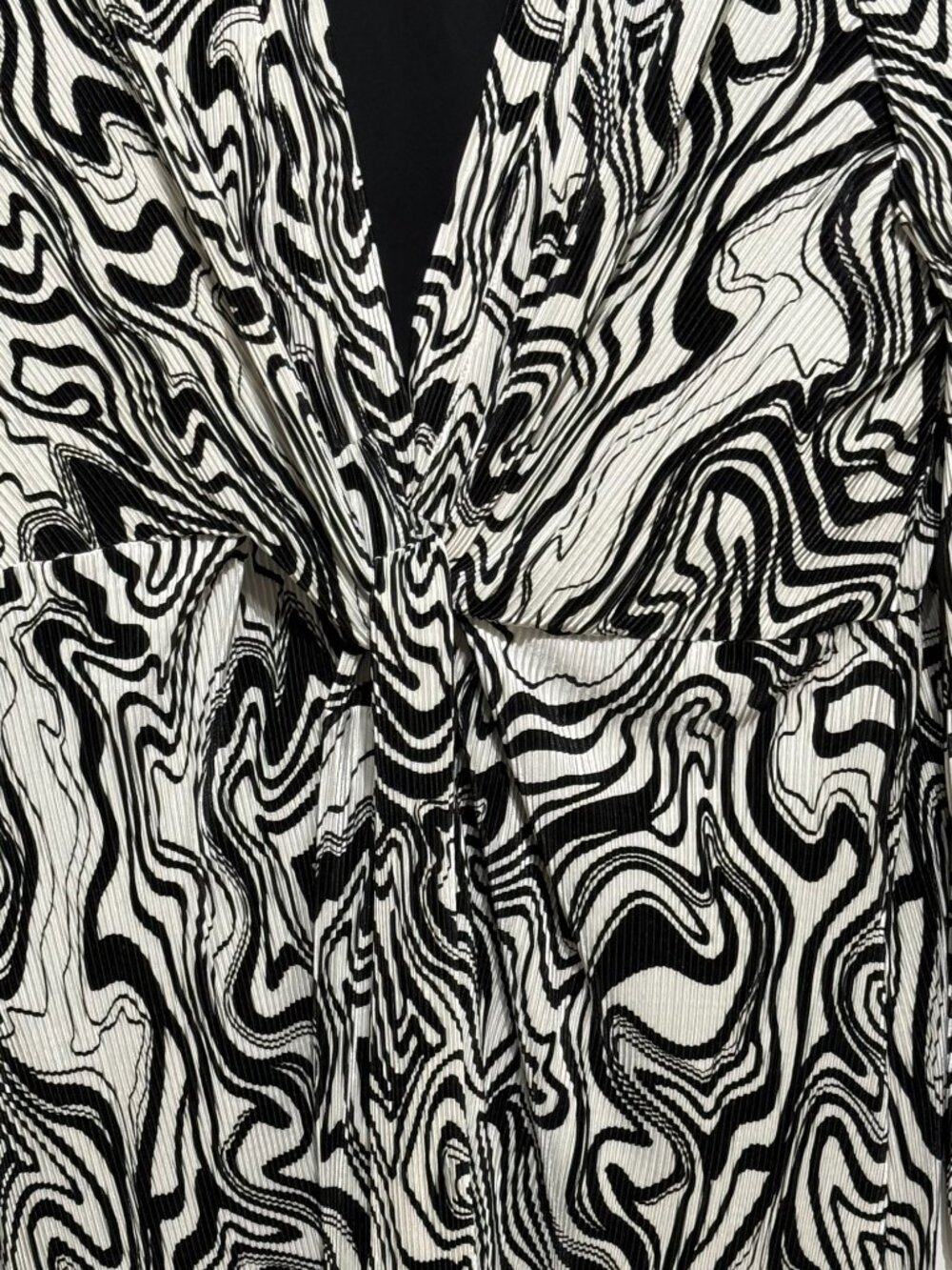 Abstract Crinkle Long Duster Jacket Ivory & Black 3X - Picture 5 of 9
